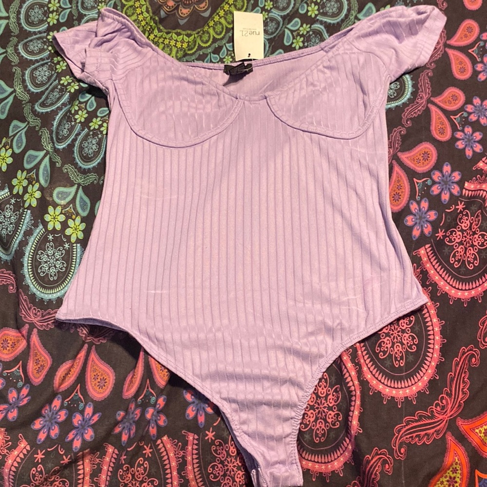 Purple Bodysuits, off the shoulders